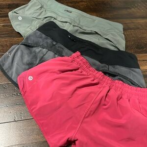 Lululemon Activewear Shorts – 3 pairs in tie-dye, army green, and red.!